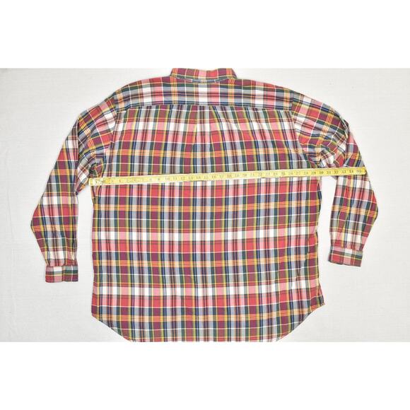 Ralph Lauren Big & Tall Size 3XLT Red Plaid 100% Cotton Button Up - Picture 5 of 8